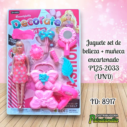 Juguete set de belleza + muñeca encartonado PL25-2033 (UND)