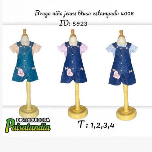 Braga niña jeans blusa estampada 4006 (UND)