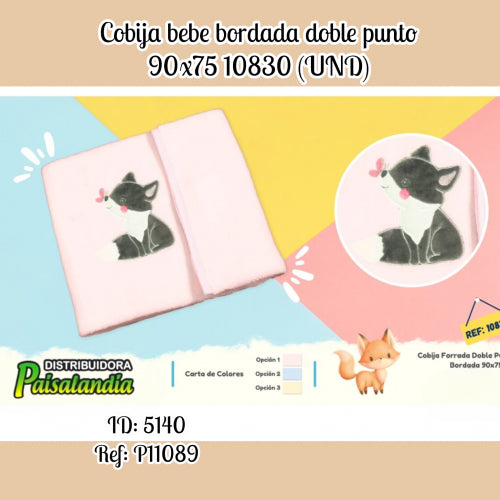 Cobija bebe bordada doble punto 90x75 10830 (UND)