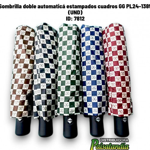 Sombrilla doble automaticá estampados cuadros GG PL24-1385 (UND)