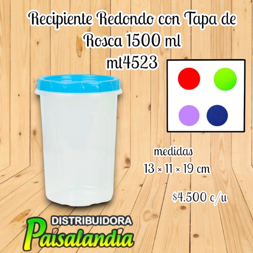 Recipiente redondo tapa redonda 1500 ml (UND)