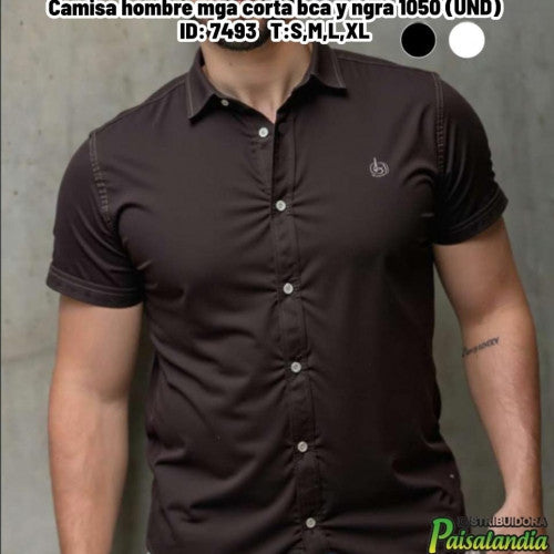 Camisa hombre mga corta bca y ngra 1050 (UND)