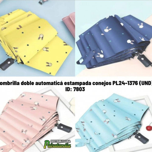Sombrilla doble automaticá estampada conejos PL24-1376 (UND)