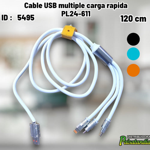 Cable USB multiple carga rapida PL24-611 (UND)