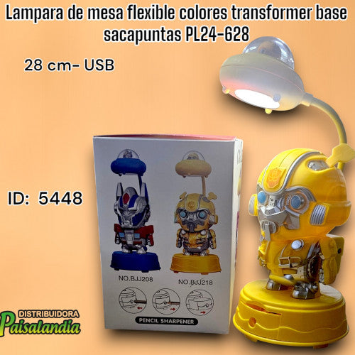 Lampara de mesa flexible colores transformer base sacapuntas PL24-628 (UND)