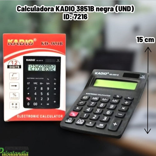 Calculadora KADIO 3851B negra (UND)