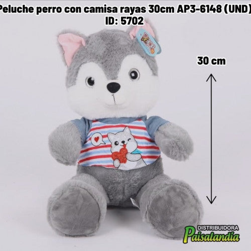 Peluche perro con camisa rayas 30cm AP3-6148 (UND)
