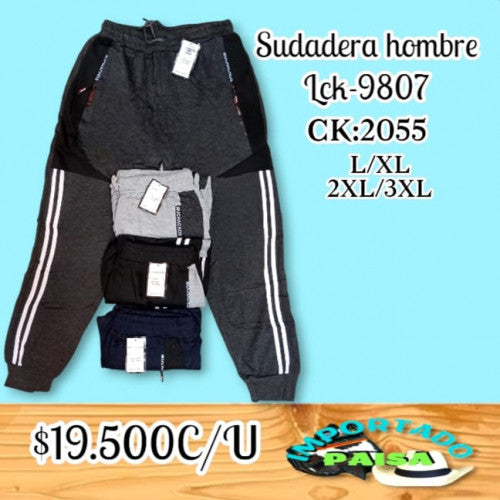 sudadera  hombre sport LCK-9807  L-XL/2XL-3XL