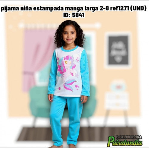 pijama niña estampada manga larga 2-8 ref1271 (UND)