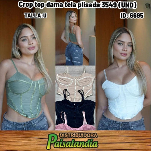 Crop top dama tela plisada 3549 (UND)