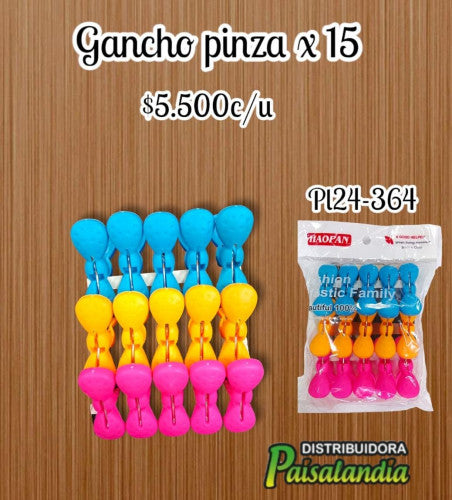 Pinza de ropa  moño X 15 PL24-364