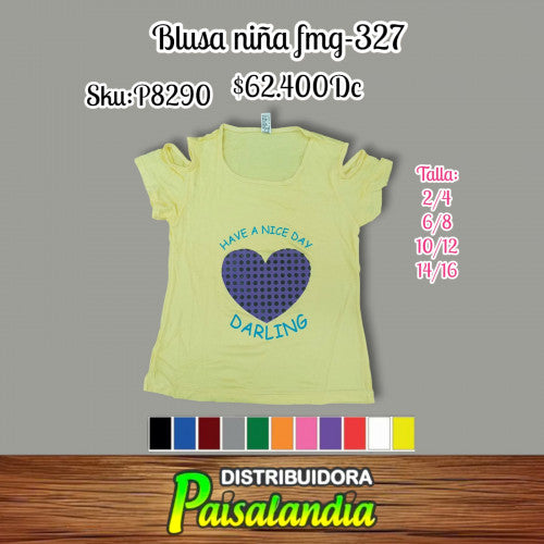 Blusa niña hueco en manga fmg327