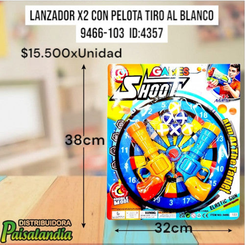 Juguete lanzador x2 con pelotas tiro al blanco 9466-103 (UND)