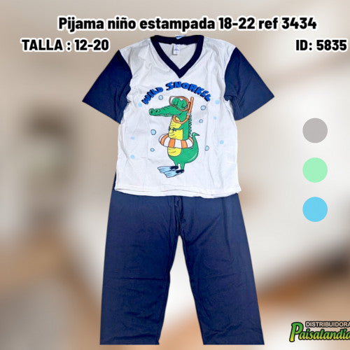 Pijama niño estampada 18-22 ref 3434 (UND)