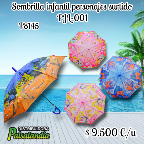 Sombrilla infantil personajes surtidos PJL-001 (UND)