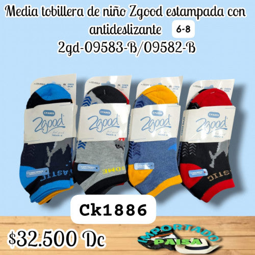 Media tobillera niño 6-8 Zgood estampada antideslizante 2GD-09583-B