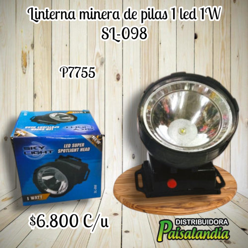 Linterna minera de pilas 1 led 1W SL-098