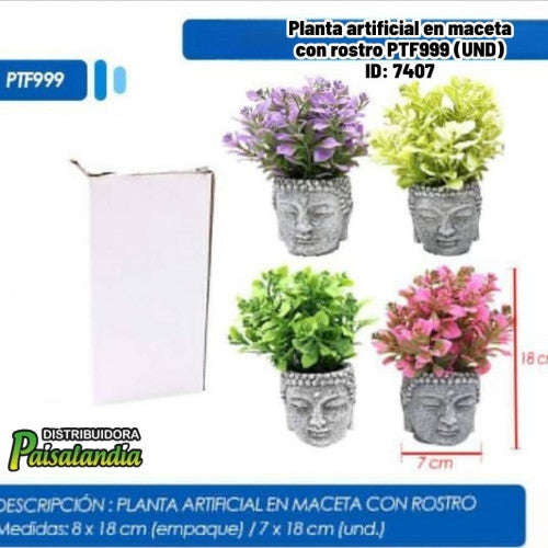 Planta artificial en maceta con rostro PTF999 (UND)