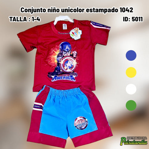 Conjunto niño unicolor estampado 1042 (UND)