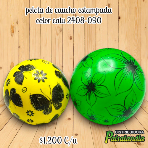 Pelota de caucho estampada colores surtidos calu 2408-090 (UND)
