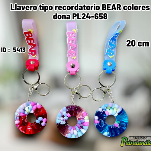 Llavero tipo recordatorio BEAR colores dona PL24-658 (UND)