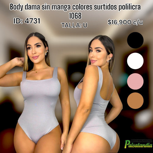 Body dama sin manga colores surtidos polilicra1068 (UND)