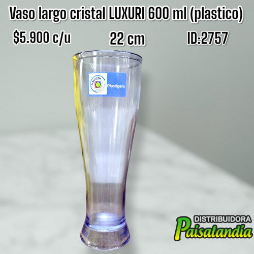 Vaso largo cristal LUXURI 600ml (plástico)