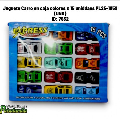 Juguete Carro en caja colores x 15 uniddaes PL25-1859 (UND)