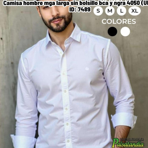 Camisa hombre mga larga sin bolsillo bca y ngra 4050 (UND)