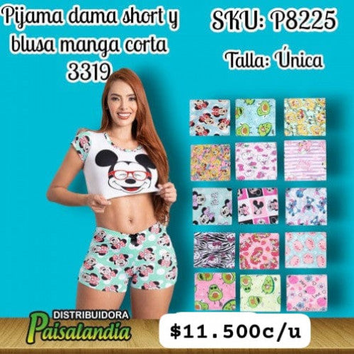 Pijama dama short y blusa manga corta 3319 (UND)