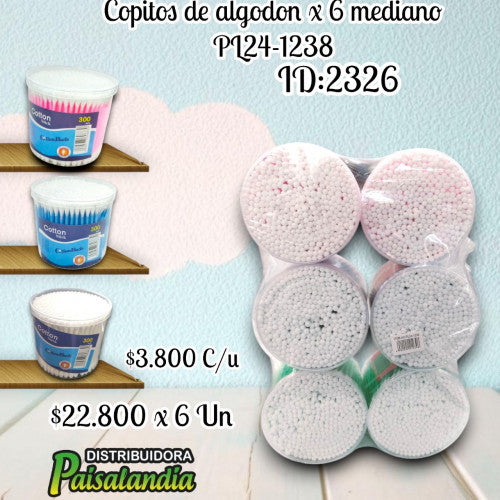 Copitos de algodon x 6 mediano (UND)