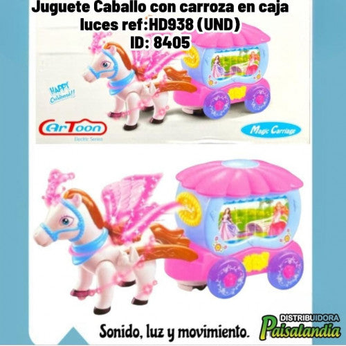 Juguete Caballo con carroza en caja luces ref:HD938 (UND)