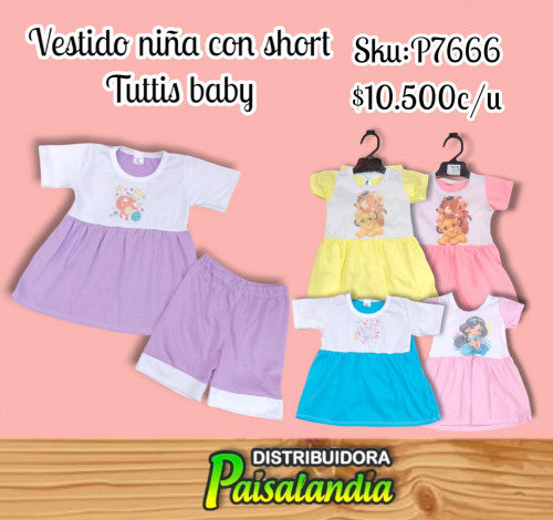 Vestido niña short unicolor Tuttys Baby