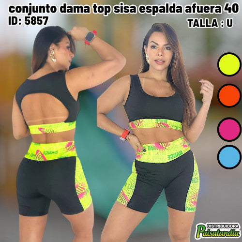 conjunto dama top sisa espalda afuera 40 (UND)