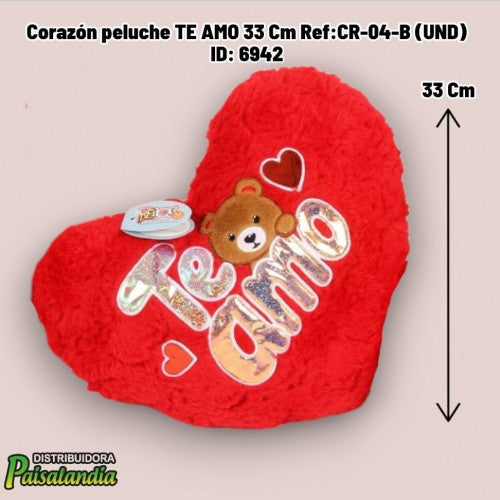 Corazón peluche TE AMO 33 Cm Ref:CR-04-B (UND)