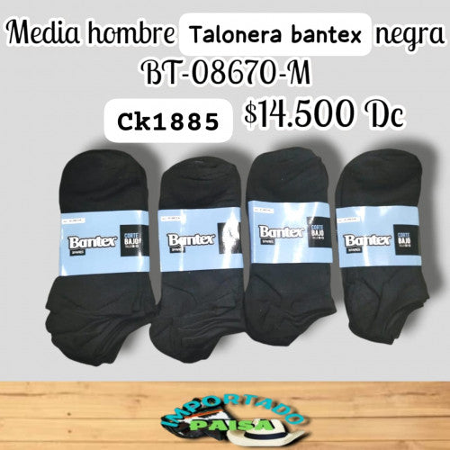 Media hombre talonera Bantex negra BT-08670-M