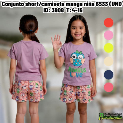 Conjunto short/camiseta manga niña 6533 (UND)