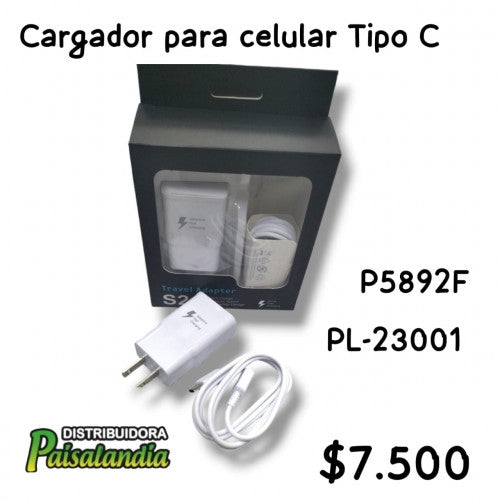 Cargador para celular tipo c pl-23001