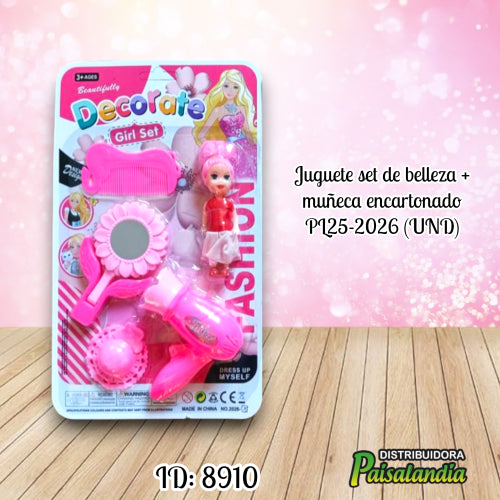 Juguete set de belleza + muñeca encartonado PL25-2026 (UND)