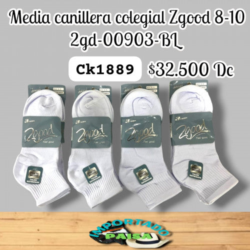 Media canillera colegial blanca Zgood 8-10 2GD-00903-BL