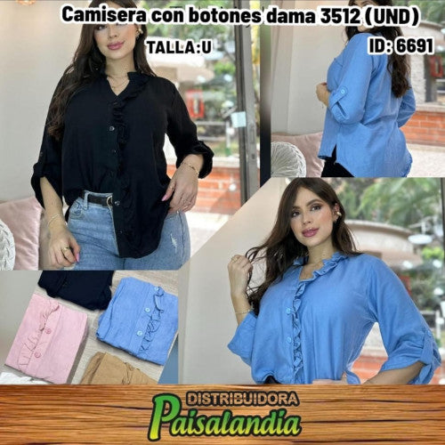Camisera con botones dama 3512 (UND)
