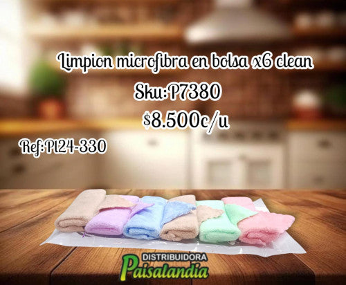 Limpión microfibra colores x6 PL24-330 (UND)