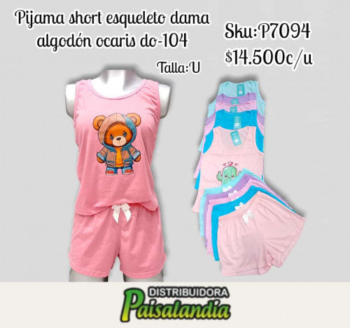 Pijama Dama Estampada Esqueleto Short Ocaris DO-104