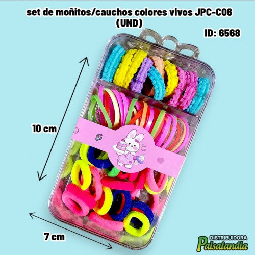 set de moñitos/cauchos colores vivos JPC-C06 (UND)