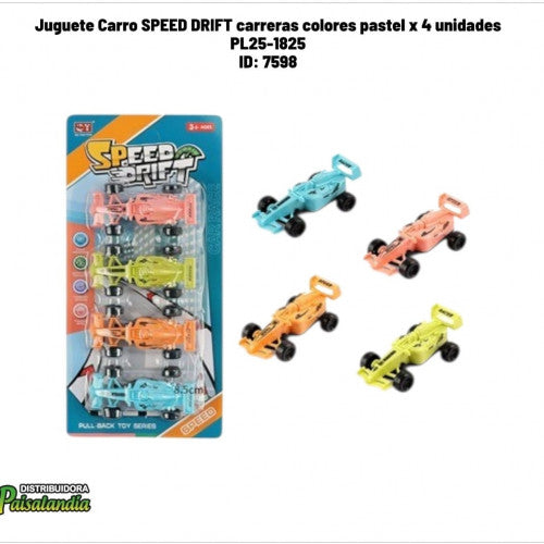 Juguete Carro SPEED DRIFT carreras colores pastel x 4 unidades PL25-1825 (UND)