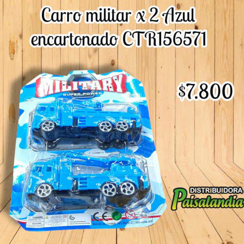 Juguete carro militar x2 azul encartonado CTR156571 (UND)