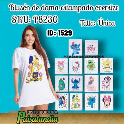 Blusón de dama estampado (oversize) (UND)