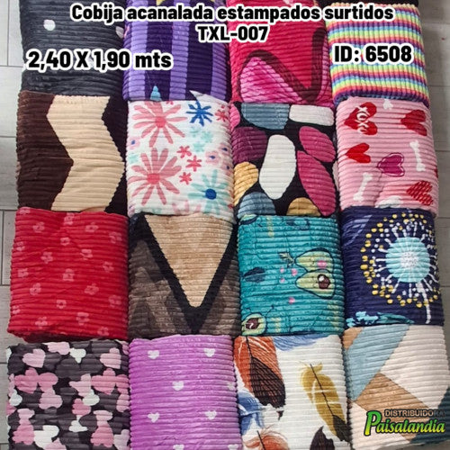 Cobija acanalada estampados surtidos TXL-007 (UND)