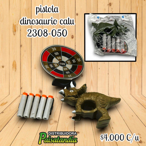 Juguete pistola dinosaurio con dardos calu 2308-050 (UND)
