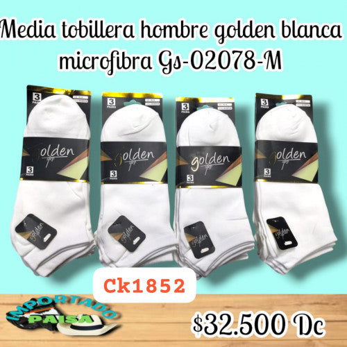 Media tobillera hombre golden blanca microfibra GS-02078-M